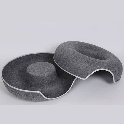 Donut-Shaped Felt Cat Bed with Play Tunnel for All Seasons