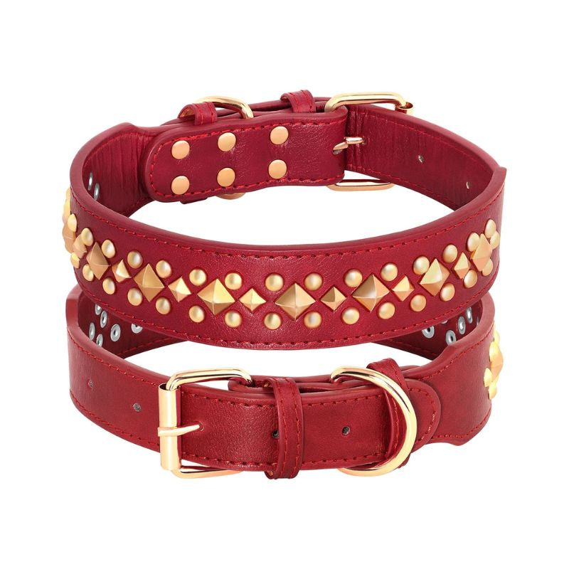 Solid color leather collar for dogs
